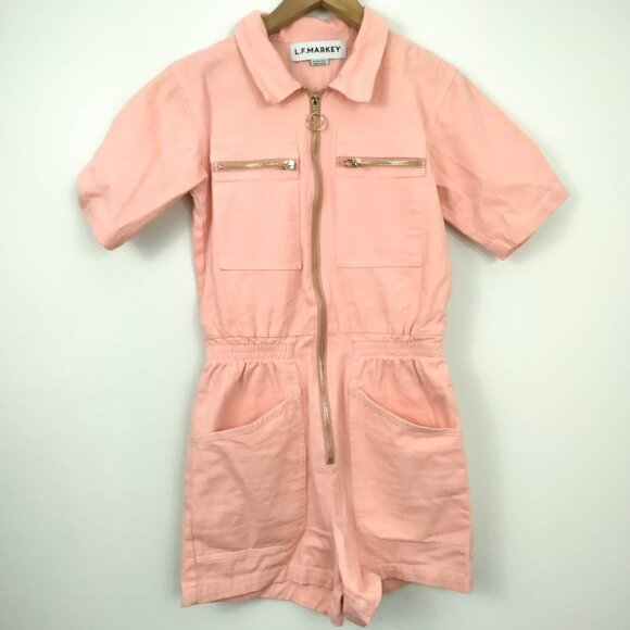 L.F. Markey Danny Playsuit in Coral Pink 4 - Picture 2 of 8